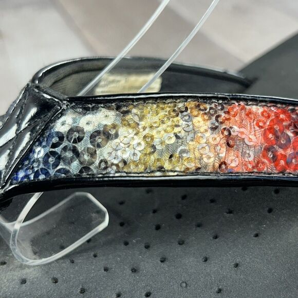 Volatile Y2K Women's Platform Sandal Flip Flop Thong Sequin Slip On Black Size 8 - Picture 14 of 16